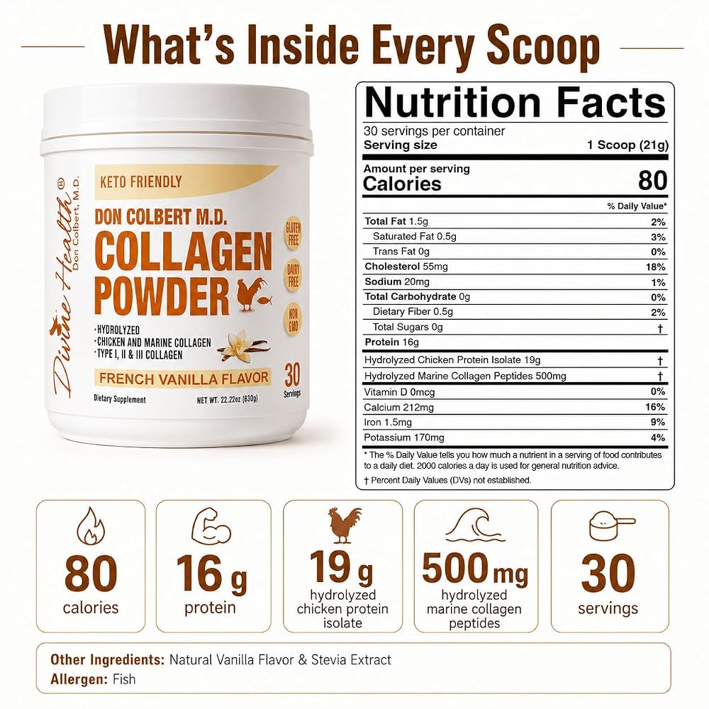 Divine Health Hydrolyzed Collagen Powder Vanilla - 630g - image 4