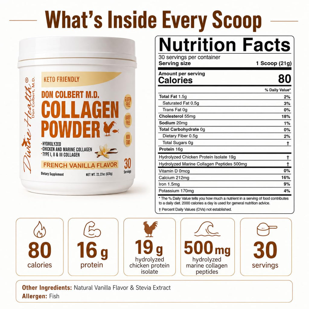 Divine Health Hydrolyzed Collagen Powder Vanilla - 630g - image 4
