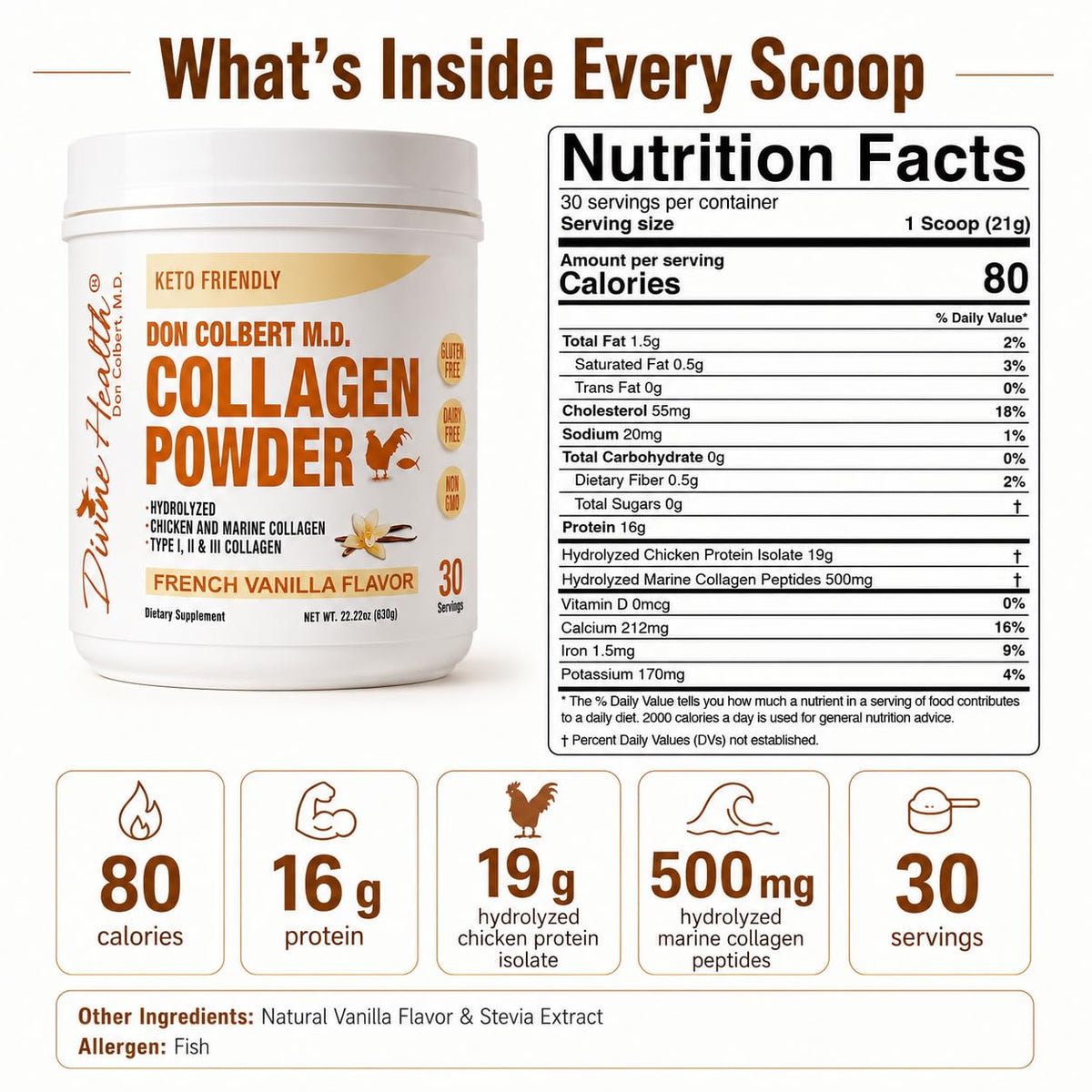 Divine Health Hydrolyzed Collagen Powder Vanilla - 630g - image 4