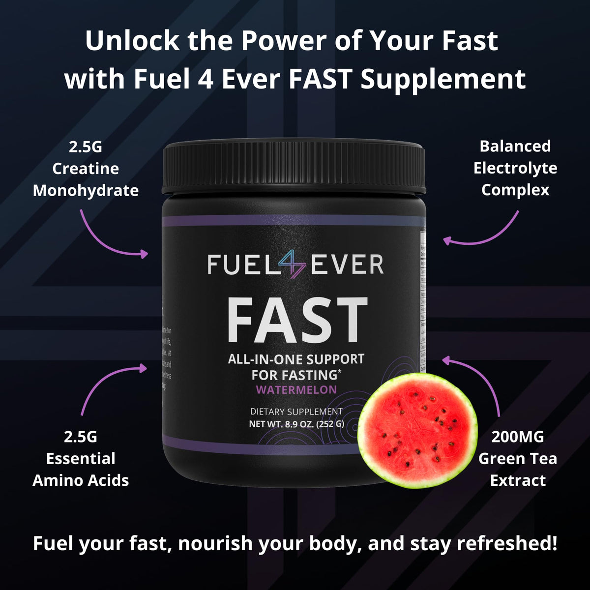 Fuel 4 Ever FAST Fasting Electrolyte Powder Watermelon - 30 Servings - image 3