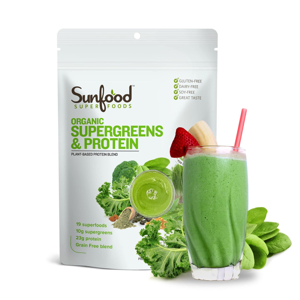 Sunfood Superfoods Organic Supergreens & Protein Powder - 8 oz