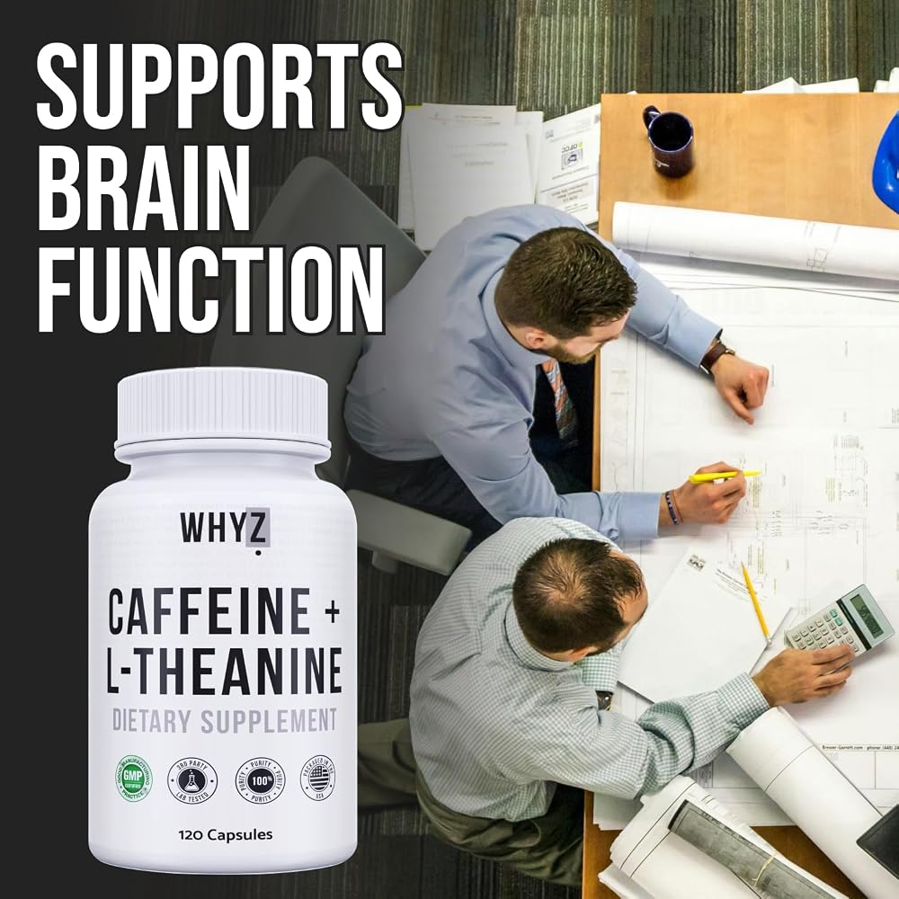 WHYZ Caffeine & L-Theanine Supplement for Energy & Focus - 120 Capsules - image 3
