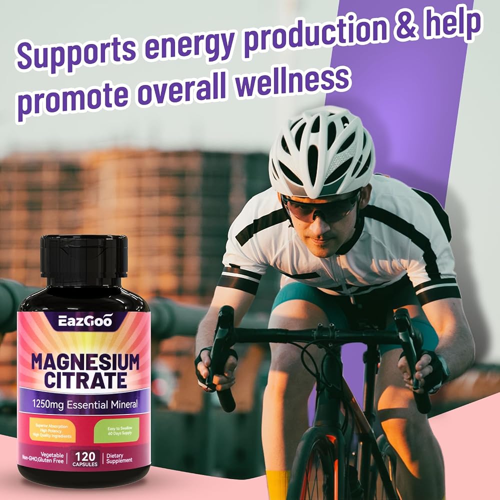 EAZGOO Magnesium Citrate 1250mg Calm & Relaxation - 120 Capsules - image 5