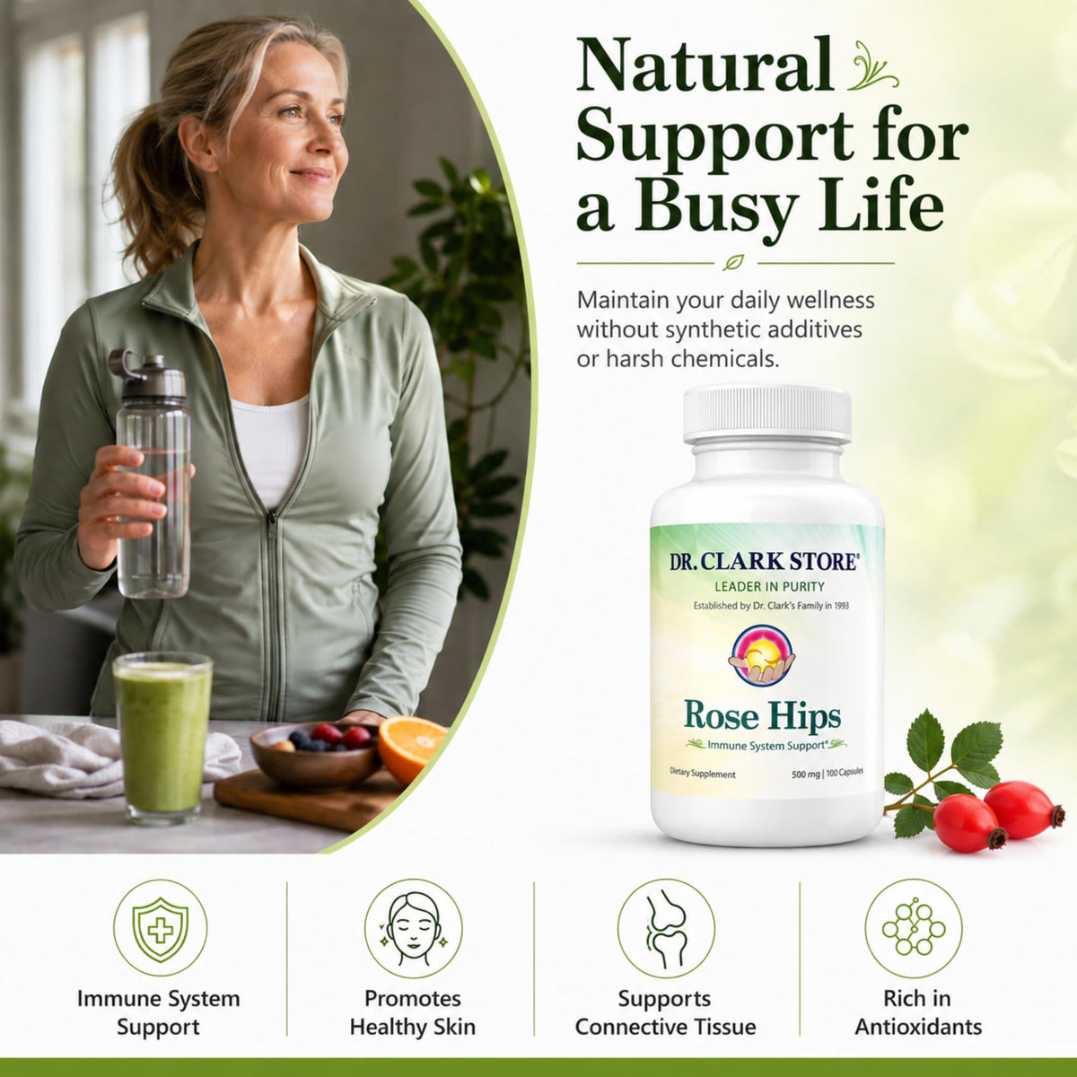 Dr Clark Rose Hips Supplement 500 MG - 100 Capsules - image 2
