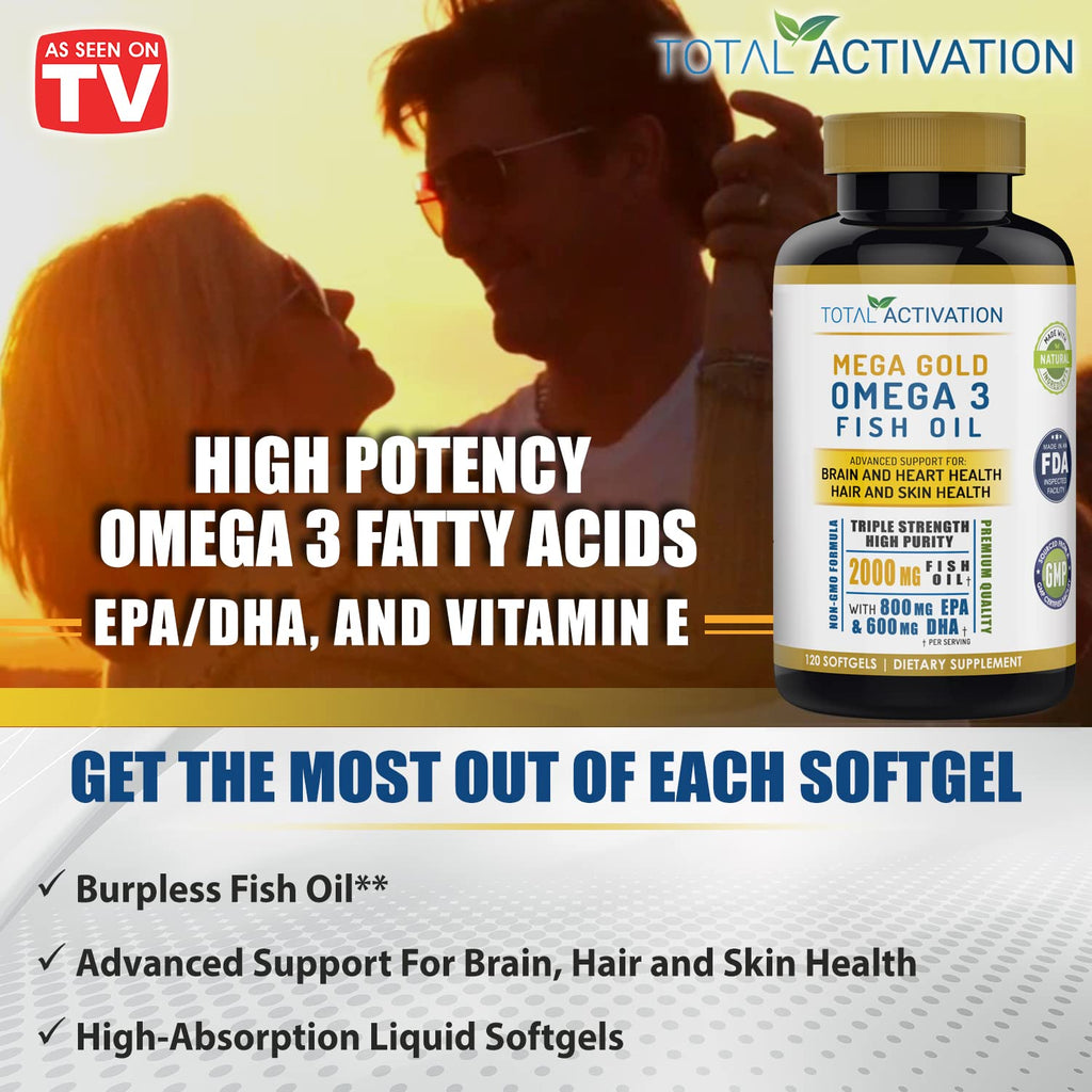 Total Activation Omega 3 Fish Oil 2000mg EPA DHA - 120 Softgels - image 4