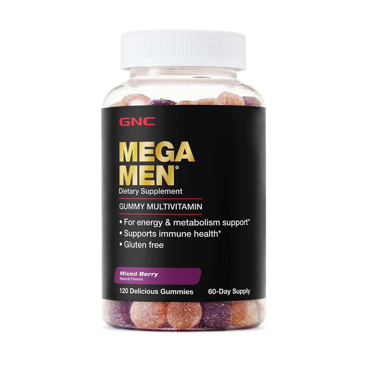 GNC Mega Men Multivitamin Gummy Mixed Berry - 120 Count