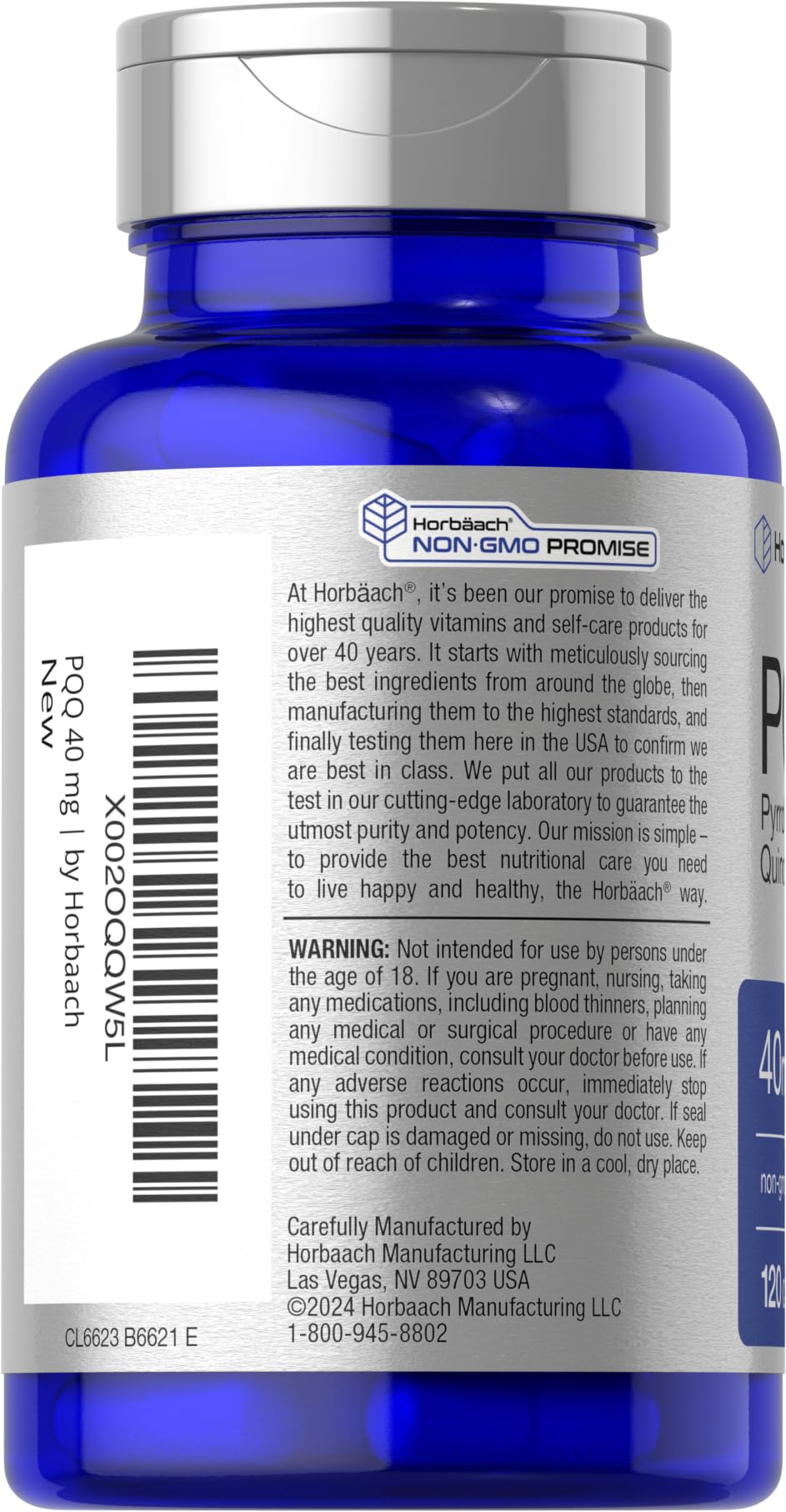 Horbäach PQQ Supplement 40 mg - 120 Capsules - image 3