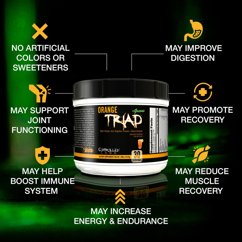 CONTROLLED LABS Orange Triad + Greens Multivitamin Powder - 30 Servings - image 2