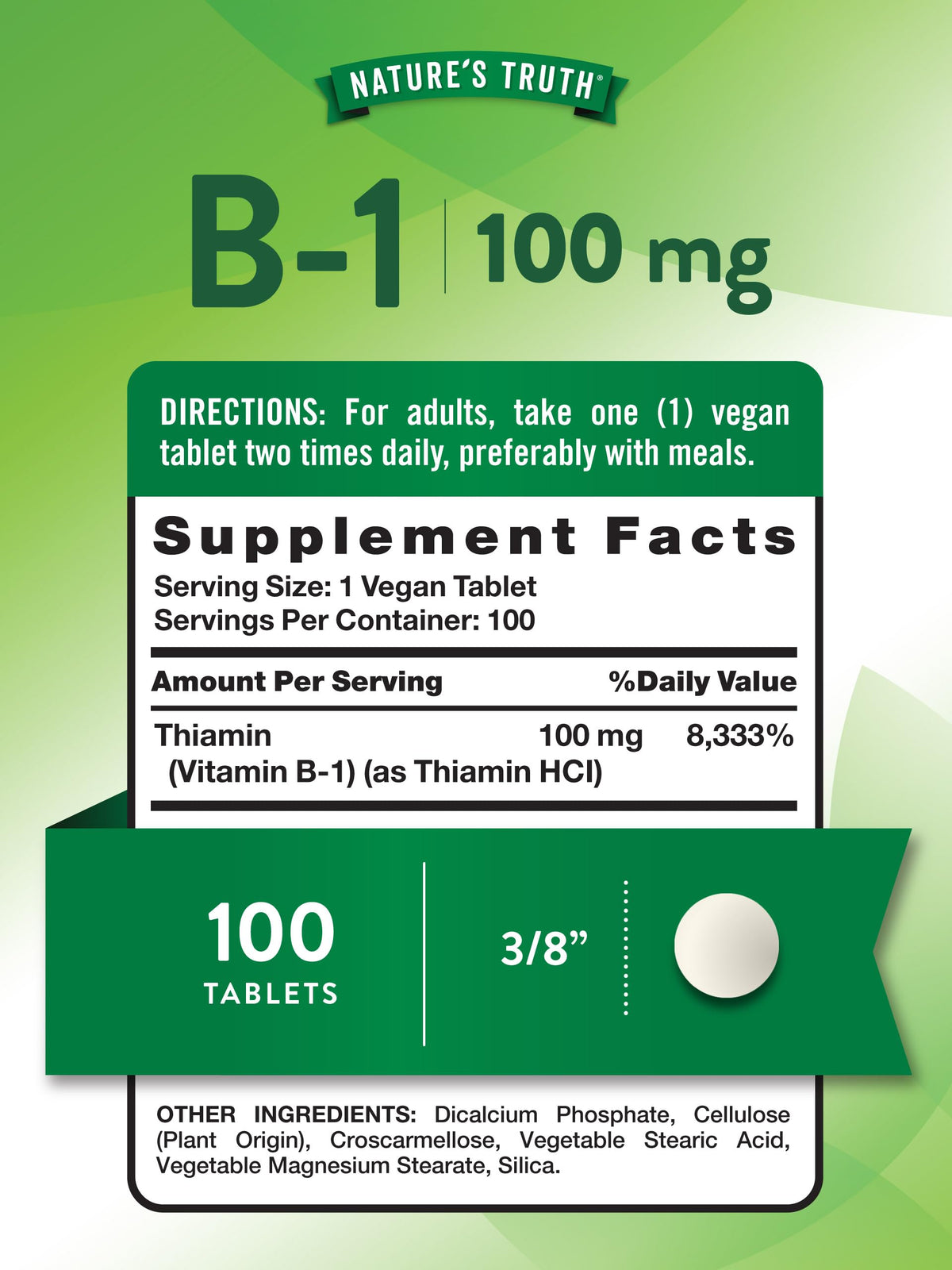 Nature's Truth Vitamin B1 100mg Thiamine - 100 Tablets - image 2