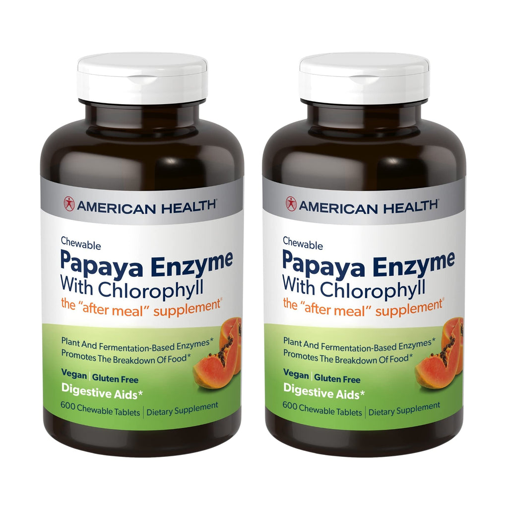 American Health Papaya Enzyme with Chlorophyll Chewable Tablets - 600 Count