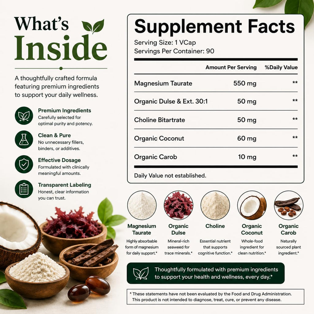 Green Organic Supplements Magnesium Taurate - 90 Capsules - image 8