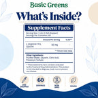 BASIC GREENS L Arginine 3000mg Nitric Oxide Supplement Vegan Capsules