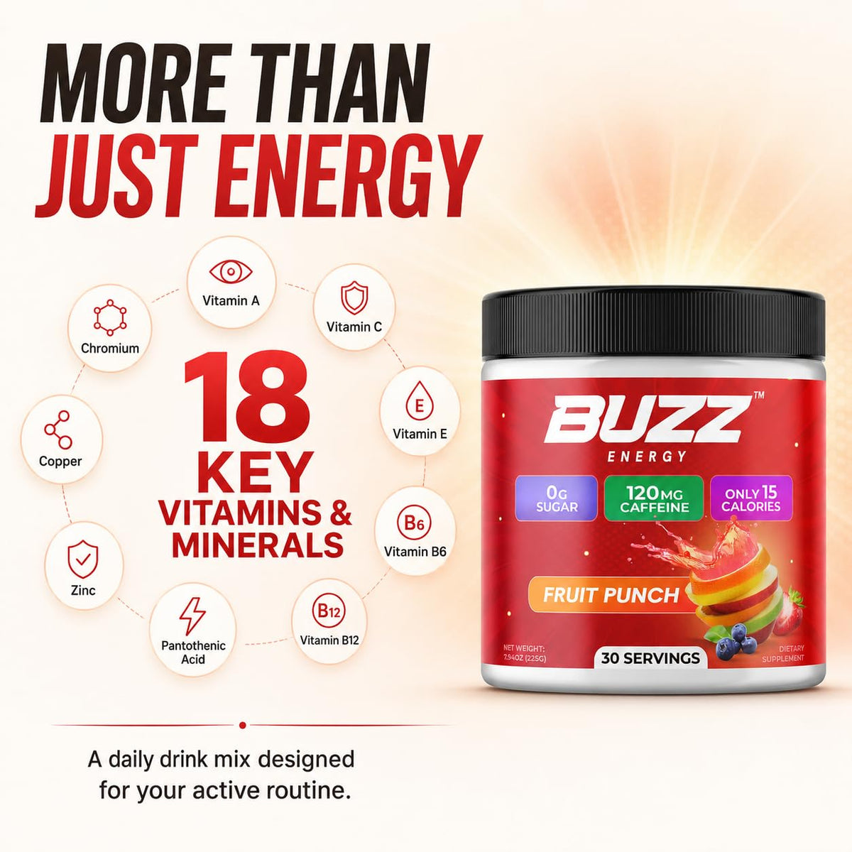 Morning Buzz Energy Drink Powder - Energy Boost Drink Mix