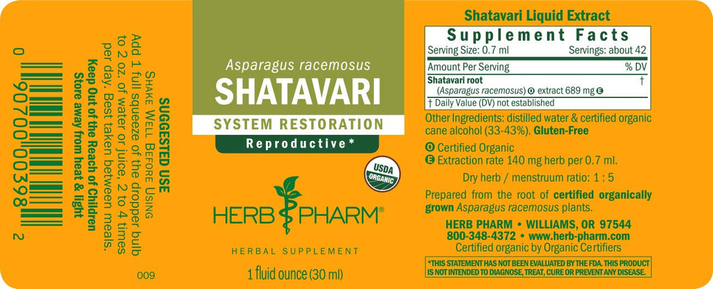 Herb Pharm Certified Organic Shatavari Extract for Female