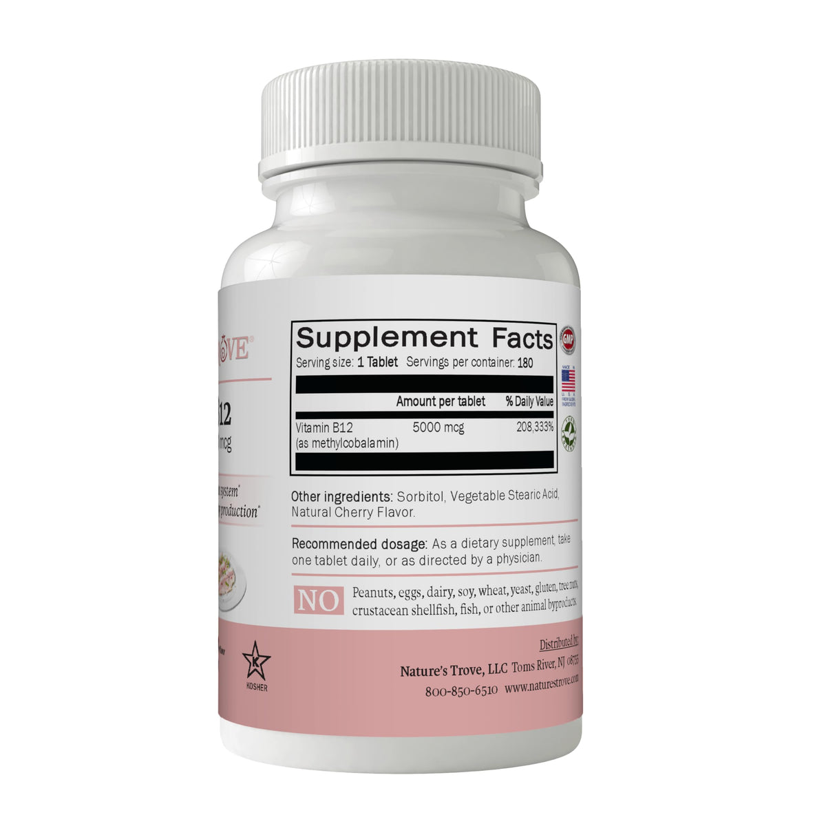 Nature's Trove Vitamin B12 Methylcobalamin 5000 mcg - 180 Chewables - image 2