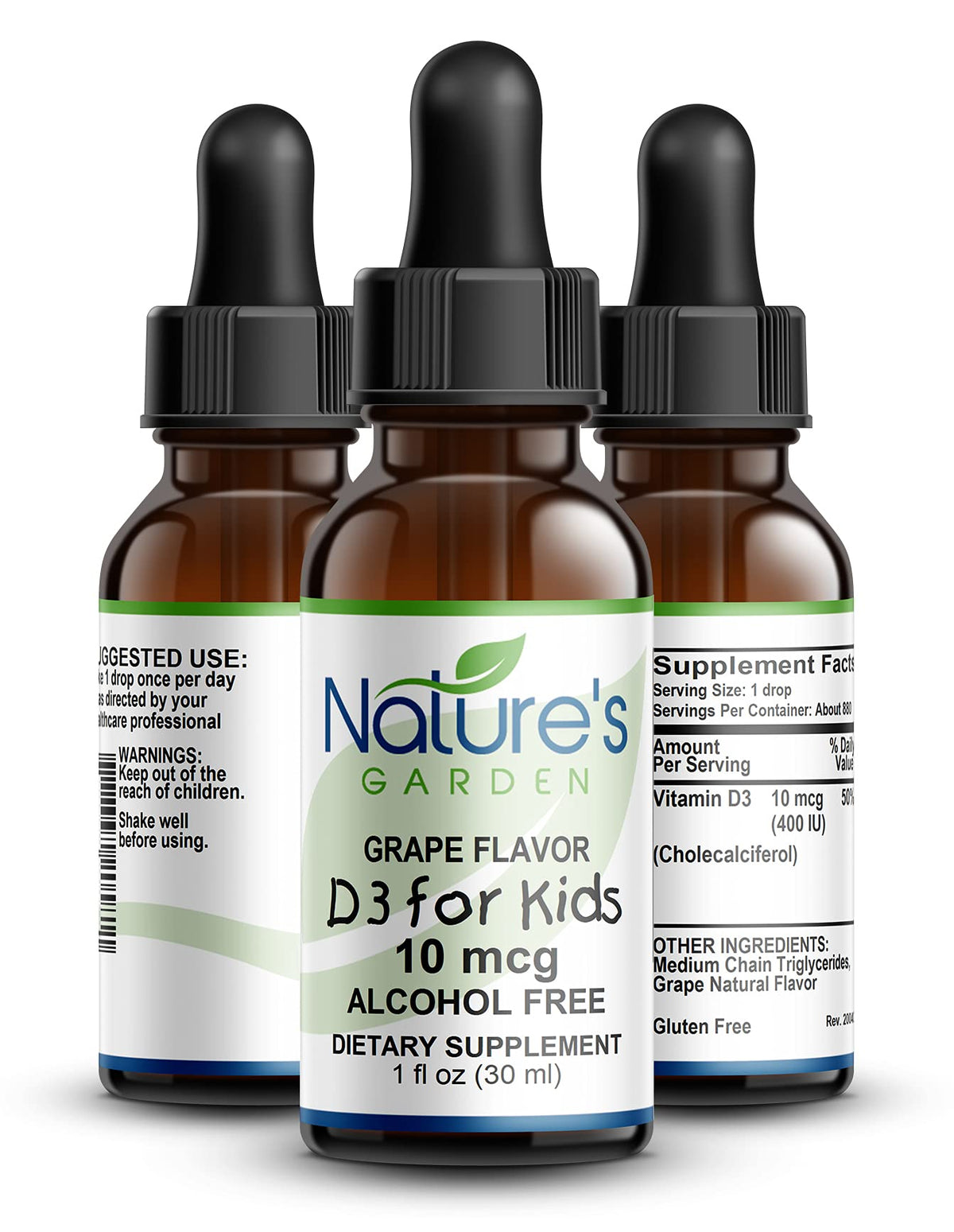 Nature's Garden Kid's D3 400 IU MCT Oil Grape Flavor - 1 oz - image 3