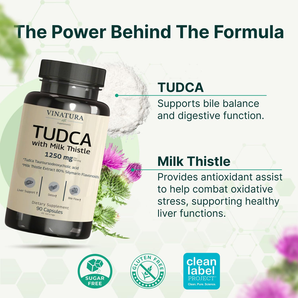 VINATURA TUDCA Milk Thistle 1250mg Liver Support - 90 Capsules - image 2