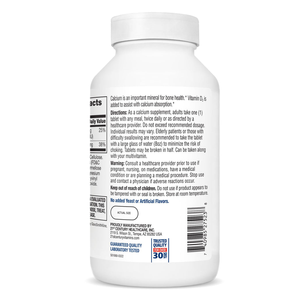 21st Century Calcium 500mg + Vitamin D3 Tablets for Bone Health - 400 Count - image 2
