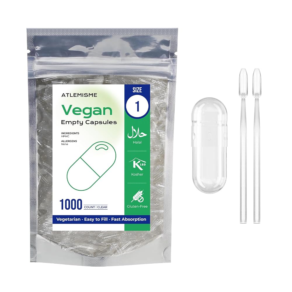 ATLEMISME Empty Vegan Capsules Size 1 - 1000 Count