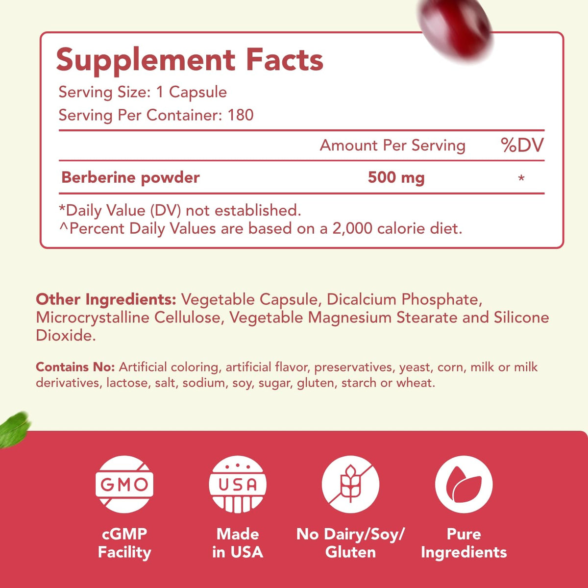 HealthyWayRx Berberine 500mg Antioxidant Supplement - 180 Capsules - image 2