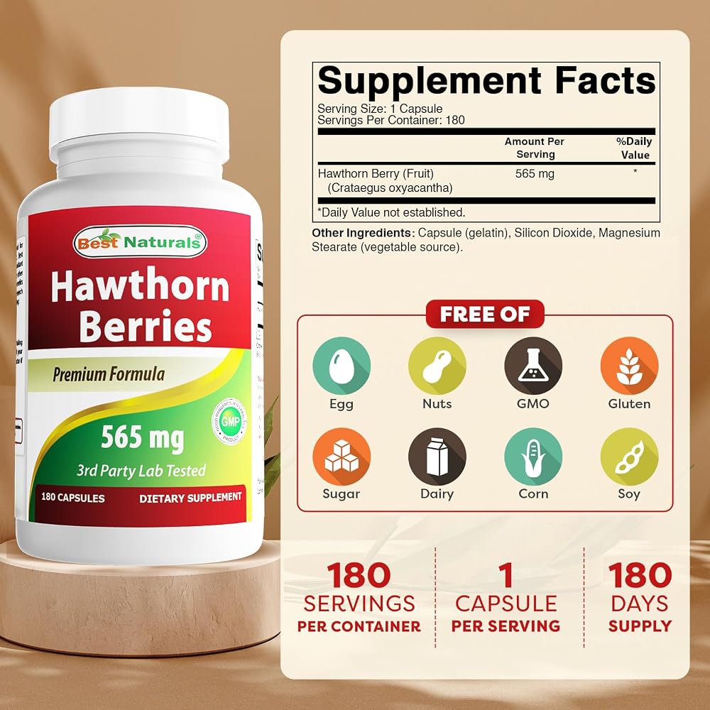 Best Naturals Hawthorn Berry 565 mg - 360 Capsules - image 2