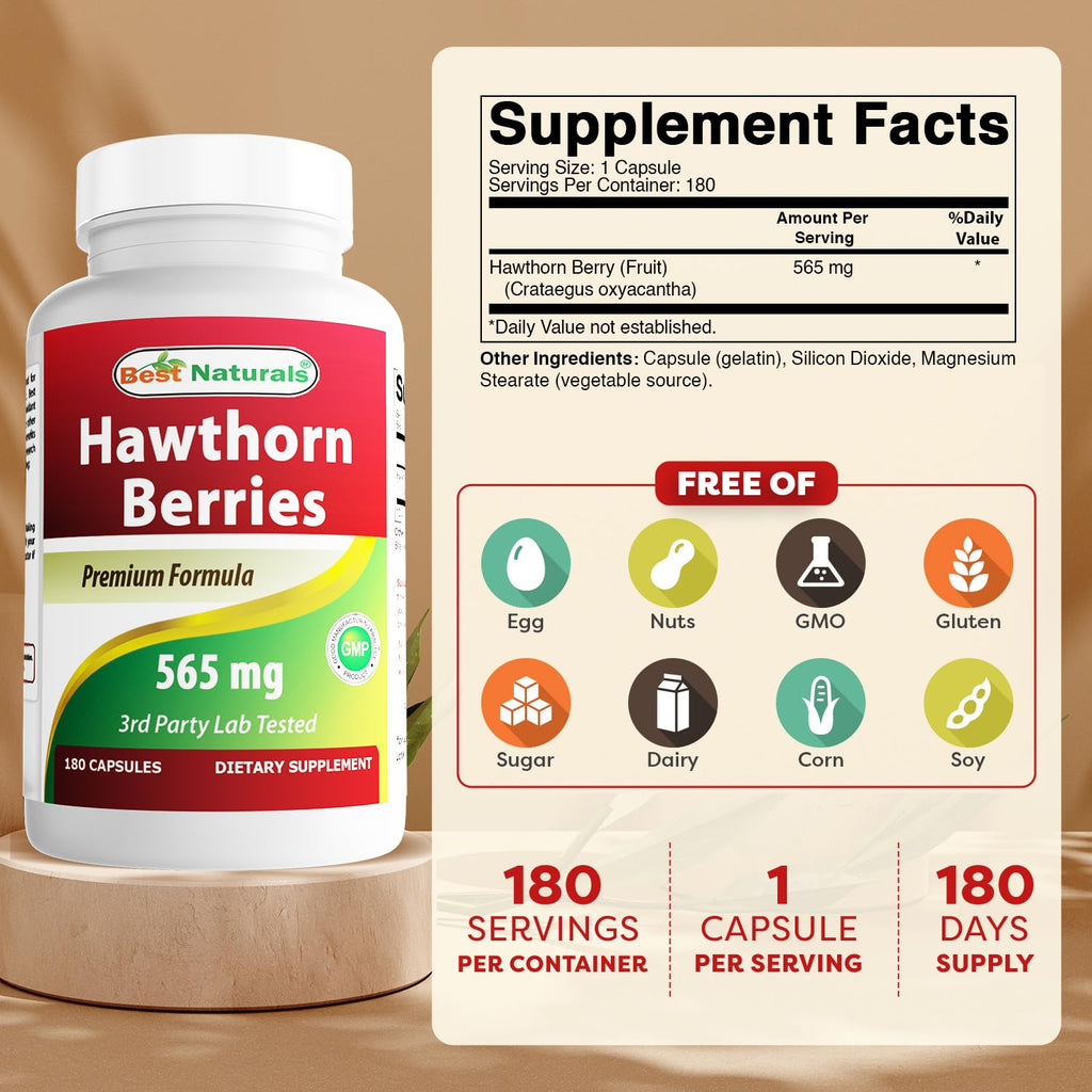 Best Naturals Hawthorn Berry 565 mg - 360 Capsules - image 2