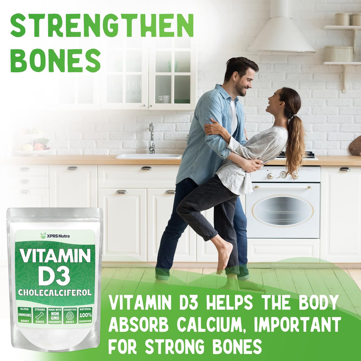 XPRS Nutra Vitamin D3 Powder (Cholecalciferol) - Unflavored VIT D