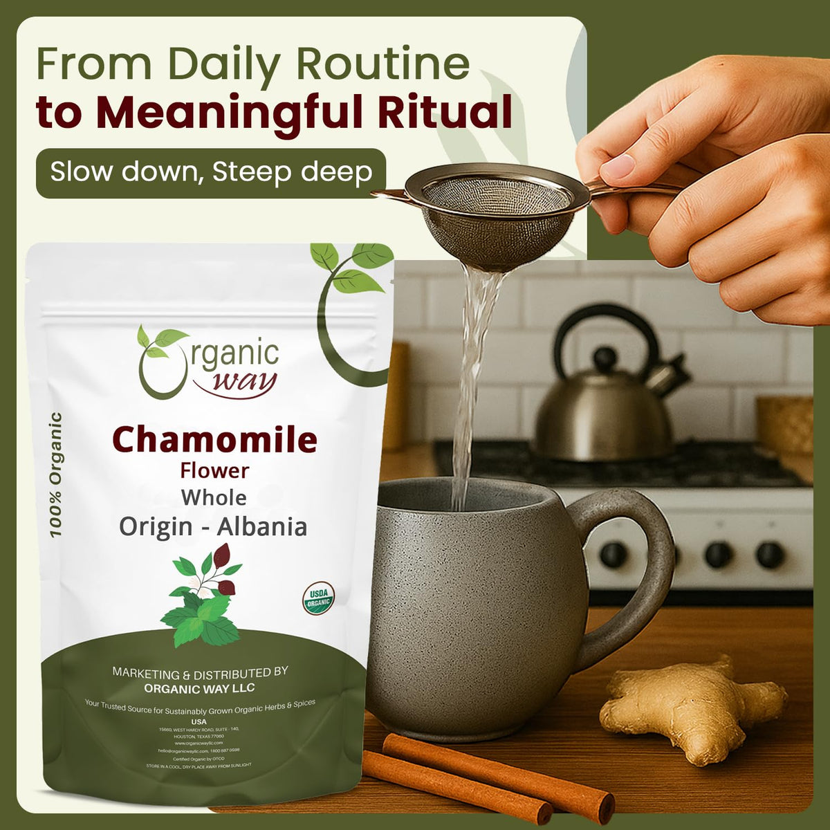 Organic Way Chamomile Flower Whole (Matricaria chamomilla) - Herbal