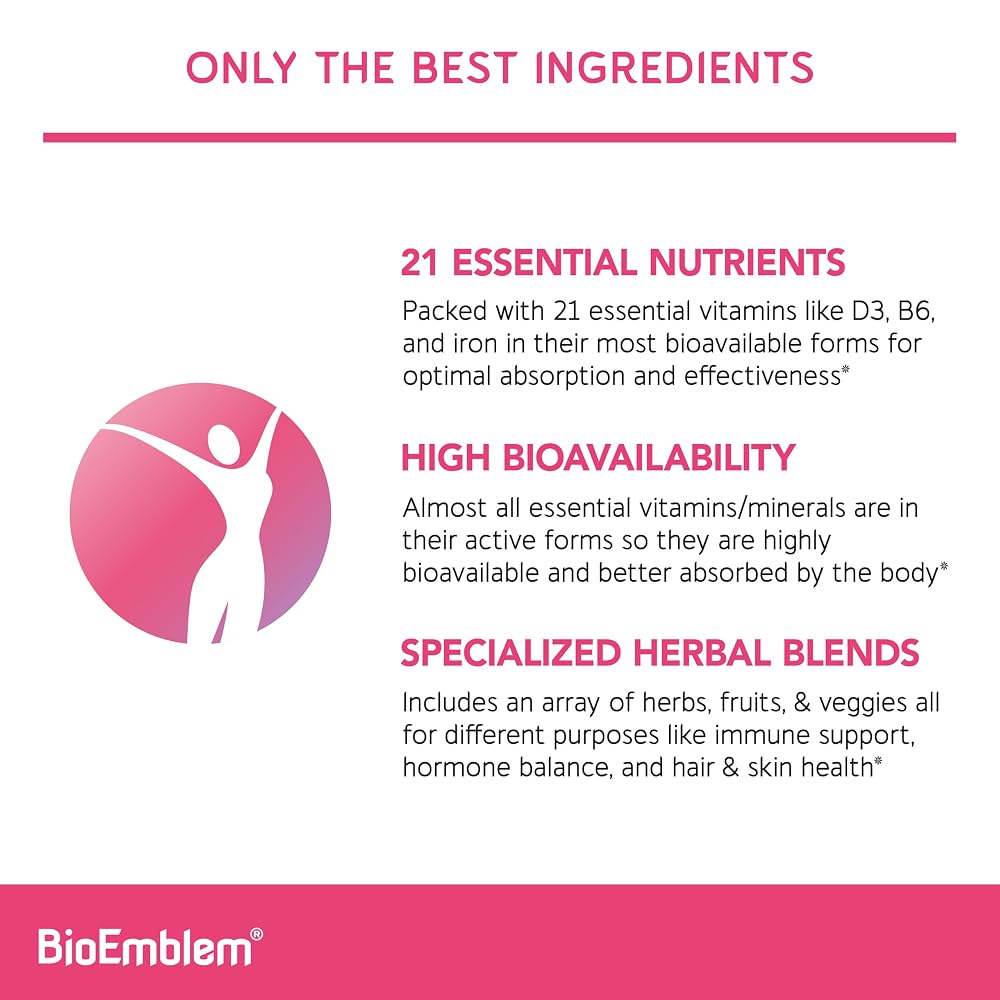BioEmblem Women's Multivitamin with 21 Nutrients - 90 Capsules - image 2