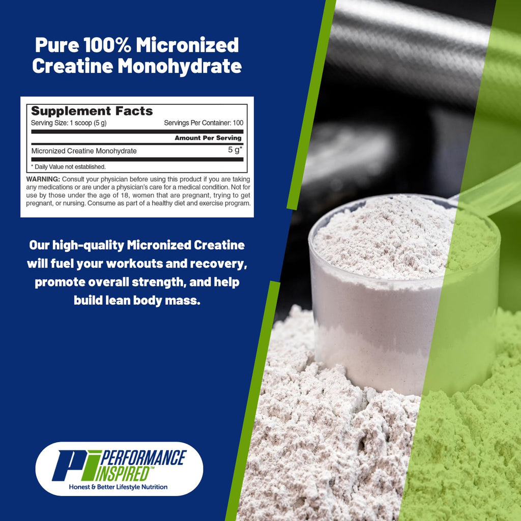 PERFORMANCE INSPIRED Micronized Creatine Monohydrate Powder - 1.1 lb - image 2