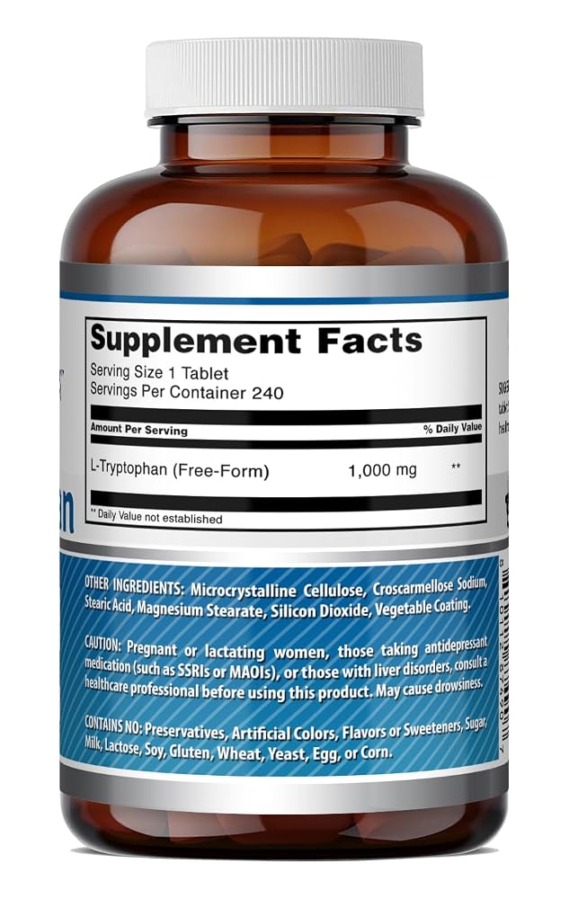 Amazing Nutrition L-Tryptophan 1000mg - 240 Tablets - image 6