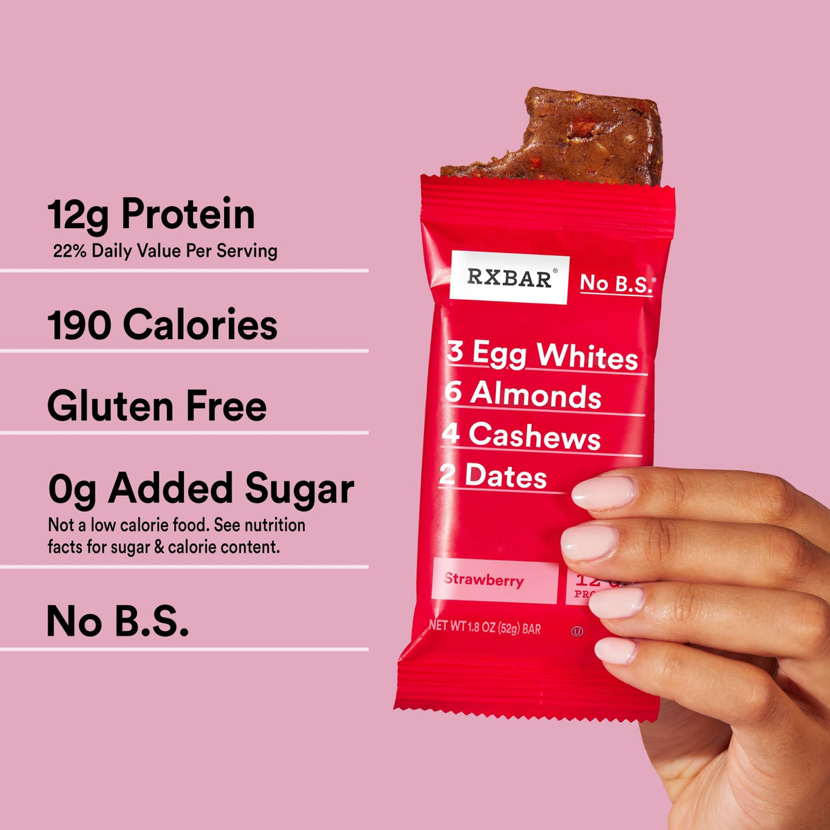 RXBAR Protein Bars, 12g Protein, Gluten Free Snacks, Strawberry, 22oz