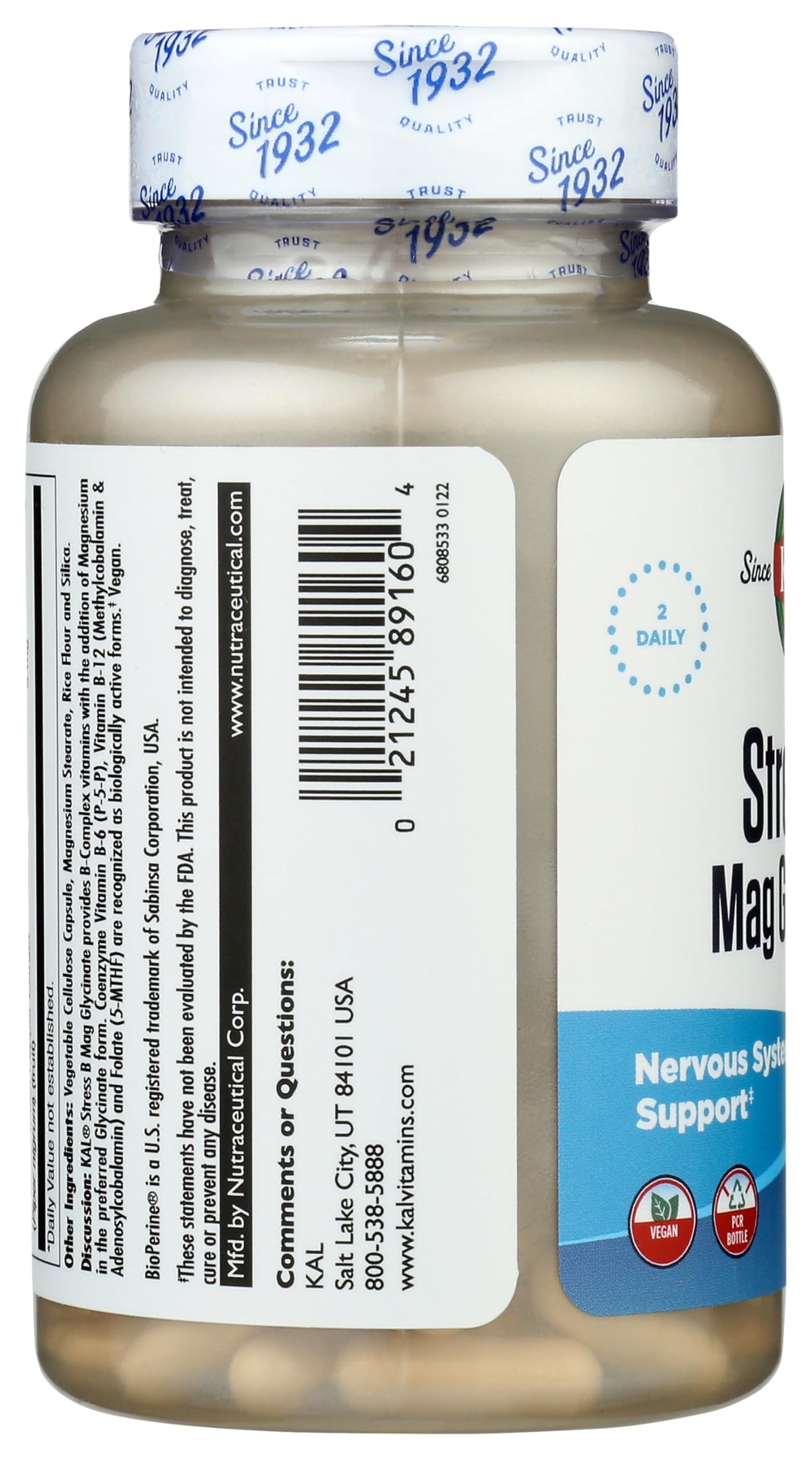 KAL Stress B Magnesium Glycinate - 60 Vegetarian Capsules - image 4