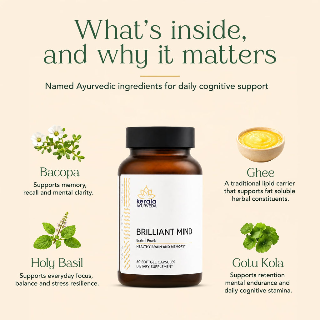 Kerala Ayurveda Brahmi Pearls for Memory & Focus - 60 Capsules - image 3