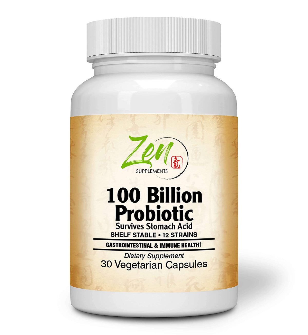 Zen Supplements 100 Billion Probiotic 12 Strains - 30 Vegetarian Capsules