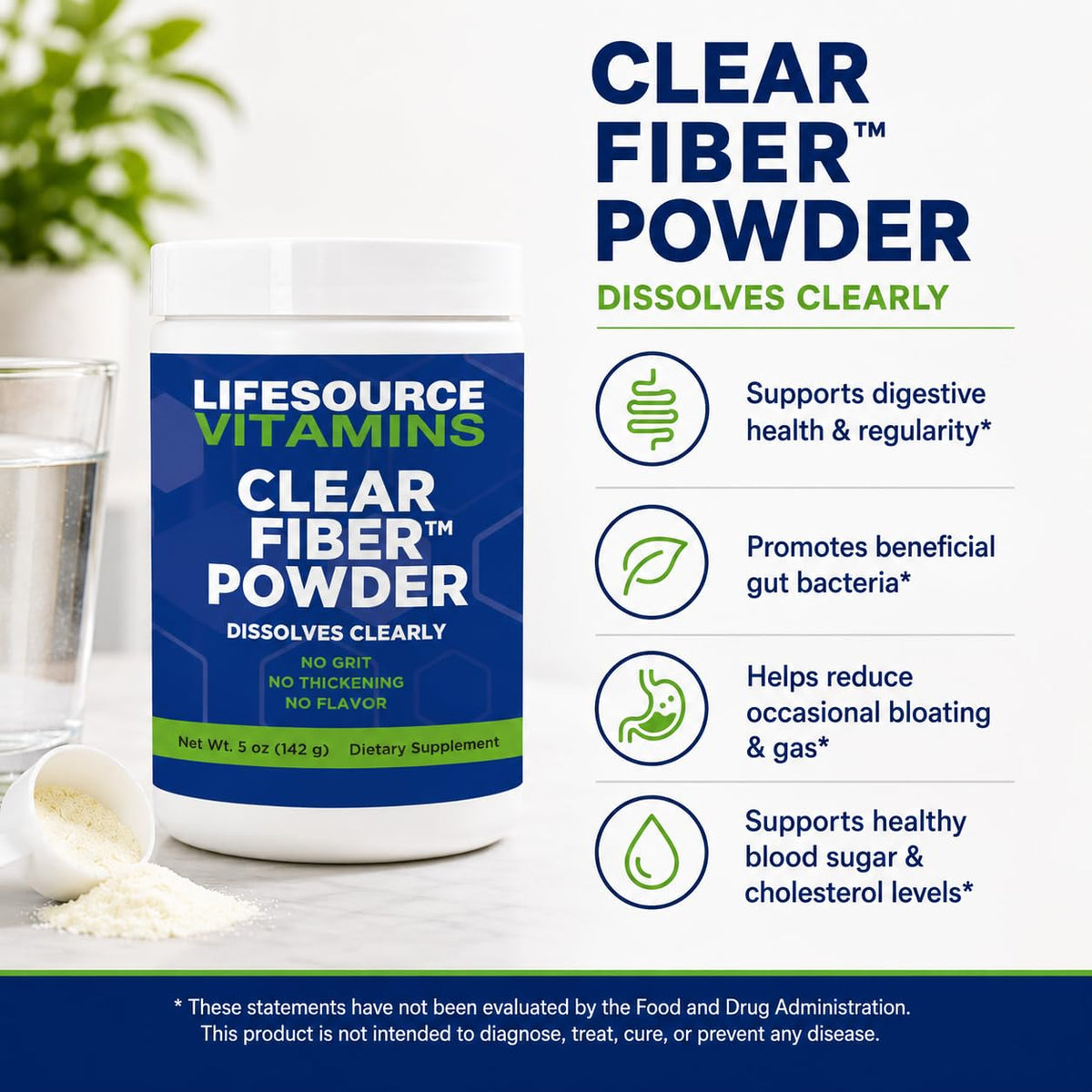 LifeSource Vitamins Clear Fiber Sunfiber Powder - 5 oz - image 2