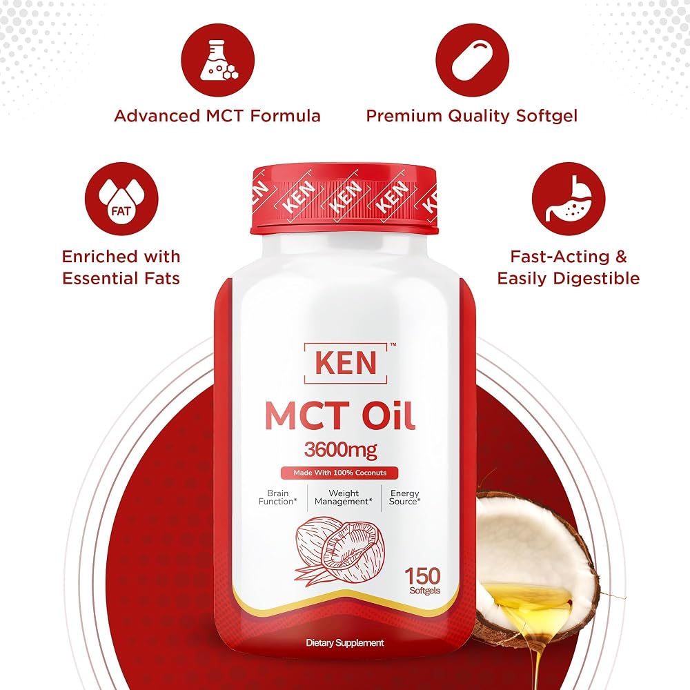 KEN Premium MCT Oil 3600mg Keto Supplement - 1 Softgels - image 4