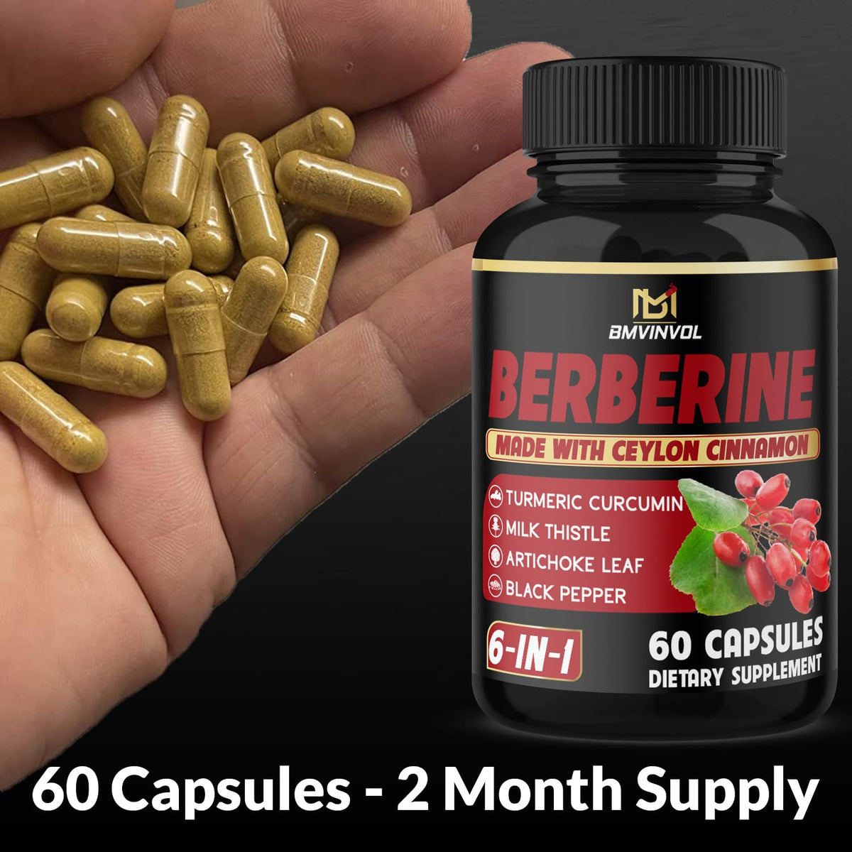 BMVINVOL Berberine Capsules with Ceylon Cinnamon