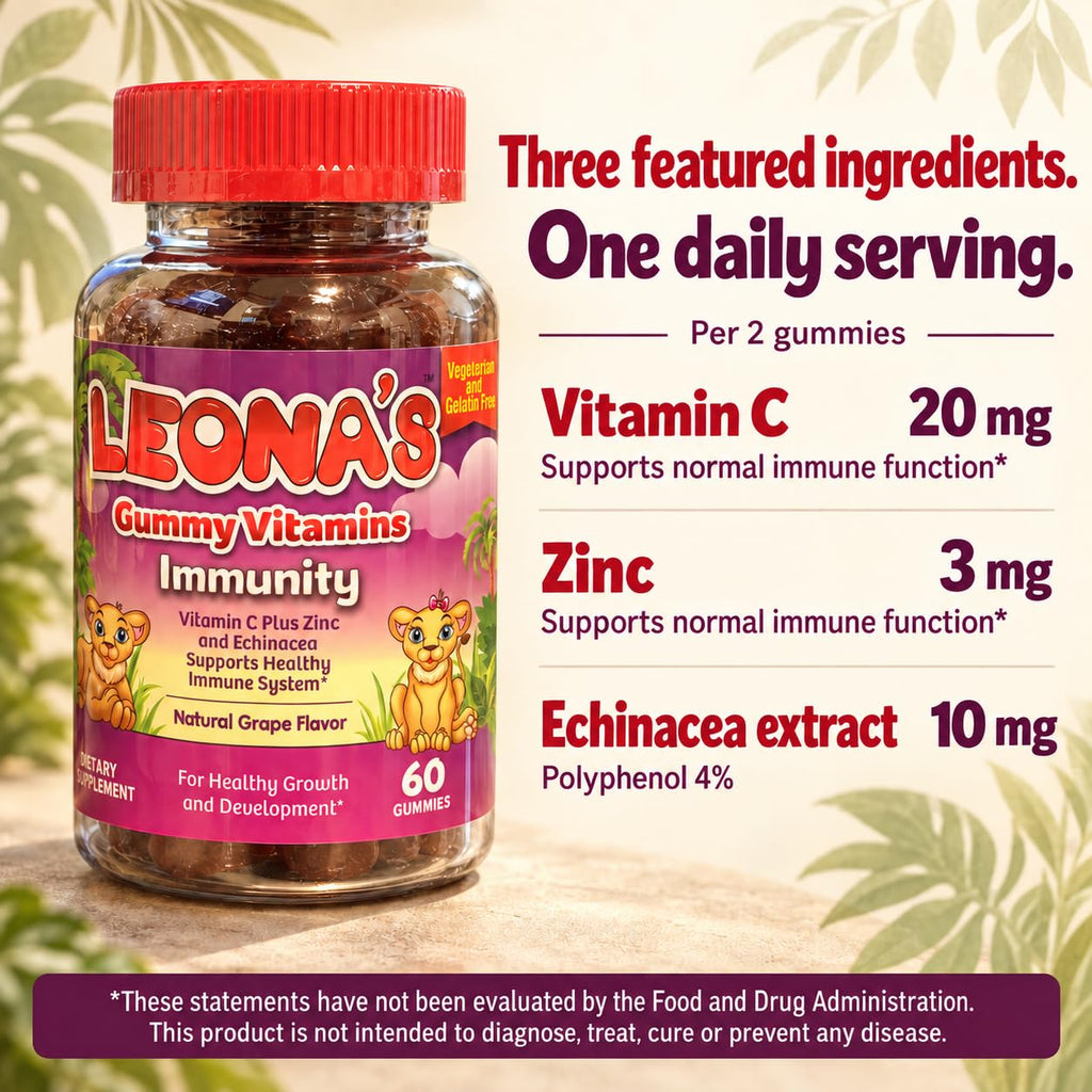 LEONA'S Immunity Gummies for Kids, Natural Grape Flavor - 60 Count - image 2