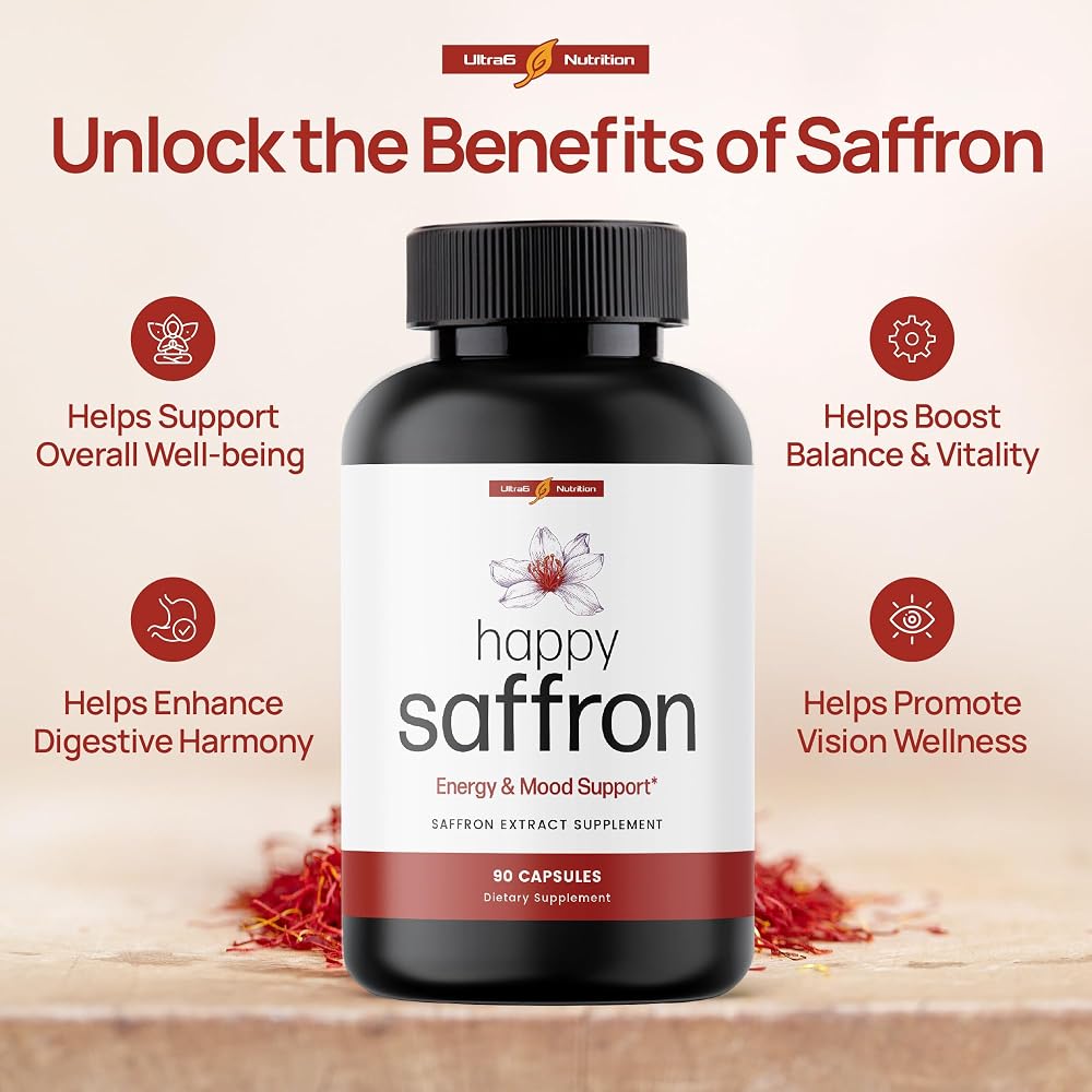 Ultra6 Nutrition Happy Saffron Supplements - 100% Pure Saffron