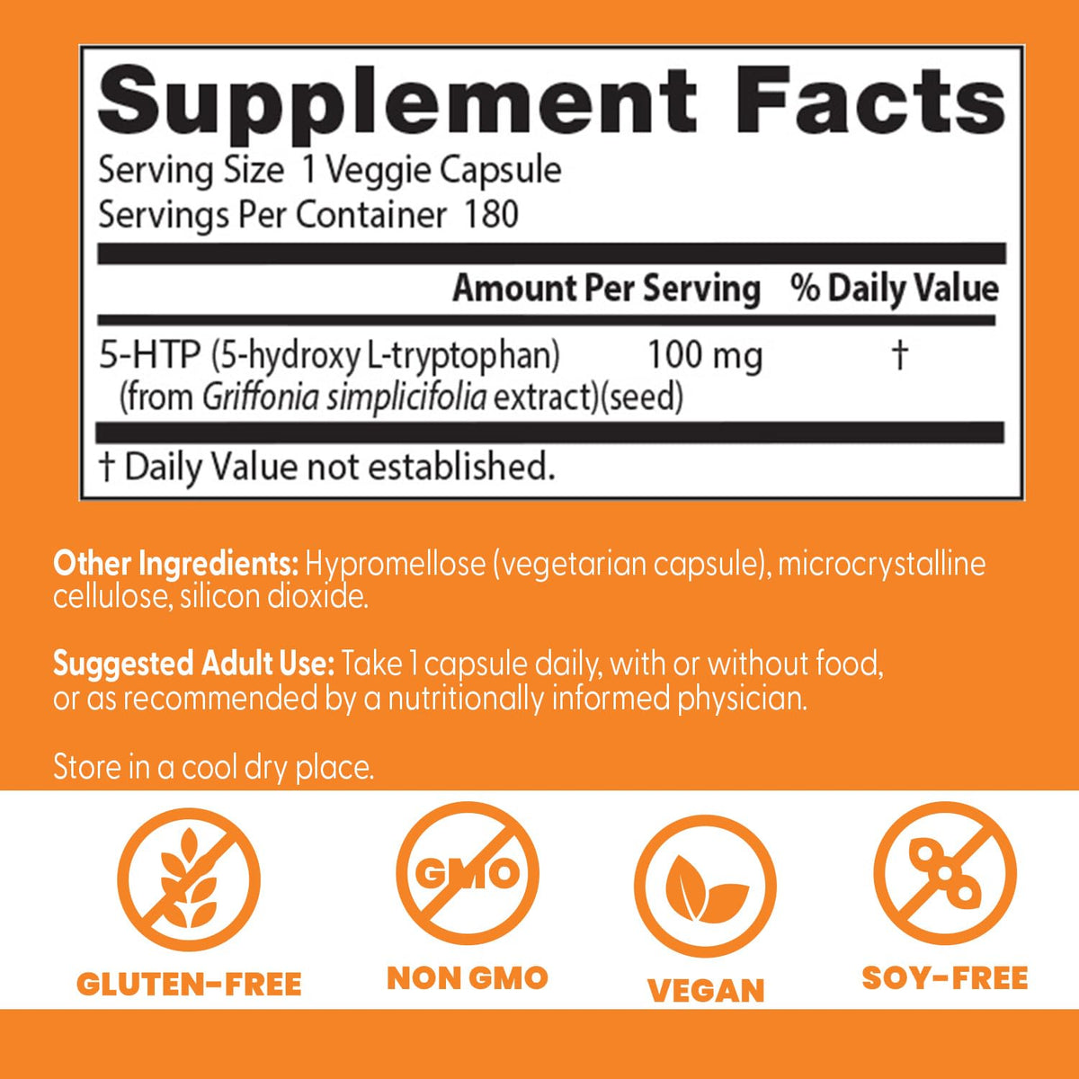 Doctor's Best 5-HTP 100mg Vegetarian Capsules - 180 Count - image 3