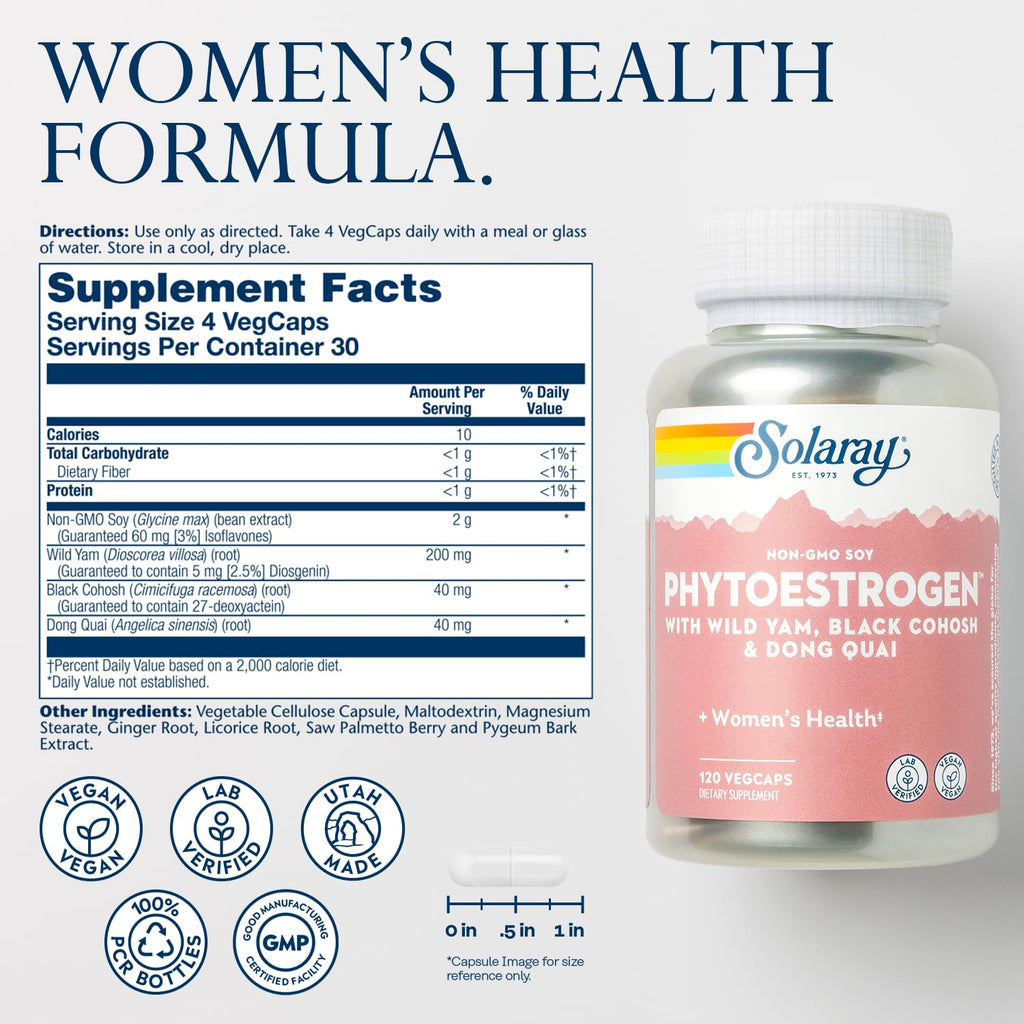 SOLARAY PhytoEstrogen Menopause Supplements - 120 Capsules - image 2