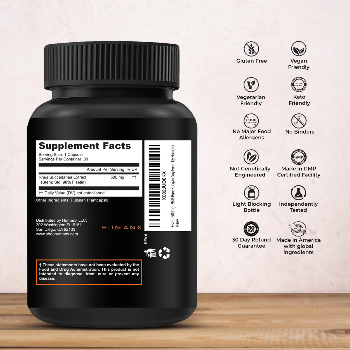 HUMANX Fisetin 500mg Senolytic Activator - 30 Capsules - image 2