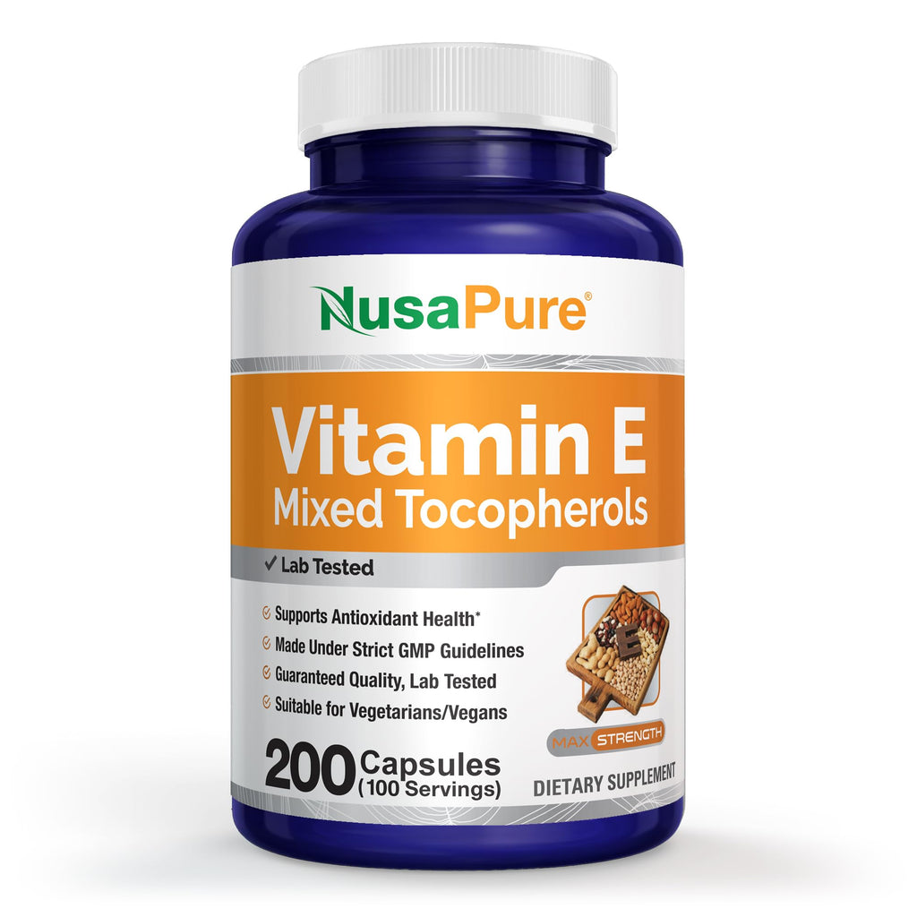 NusaPure Vitamin E Mixed Tocopherols Vegan - 200 Vegetarian Capsules