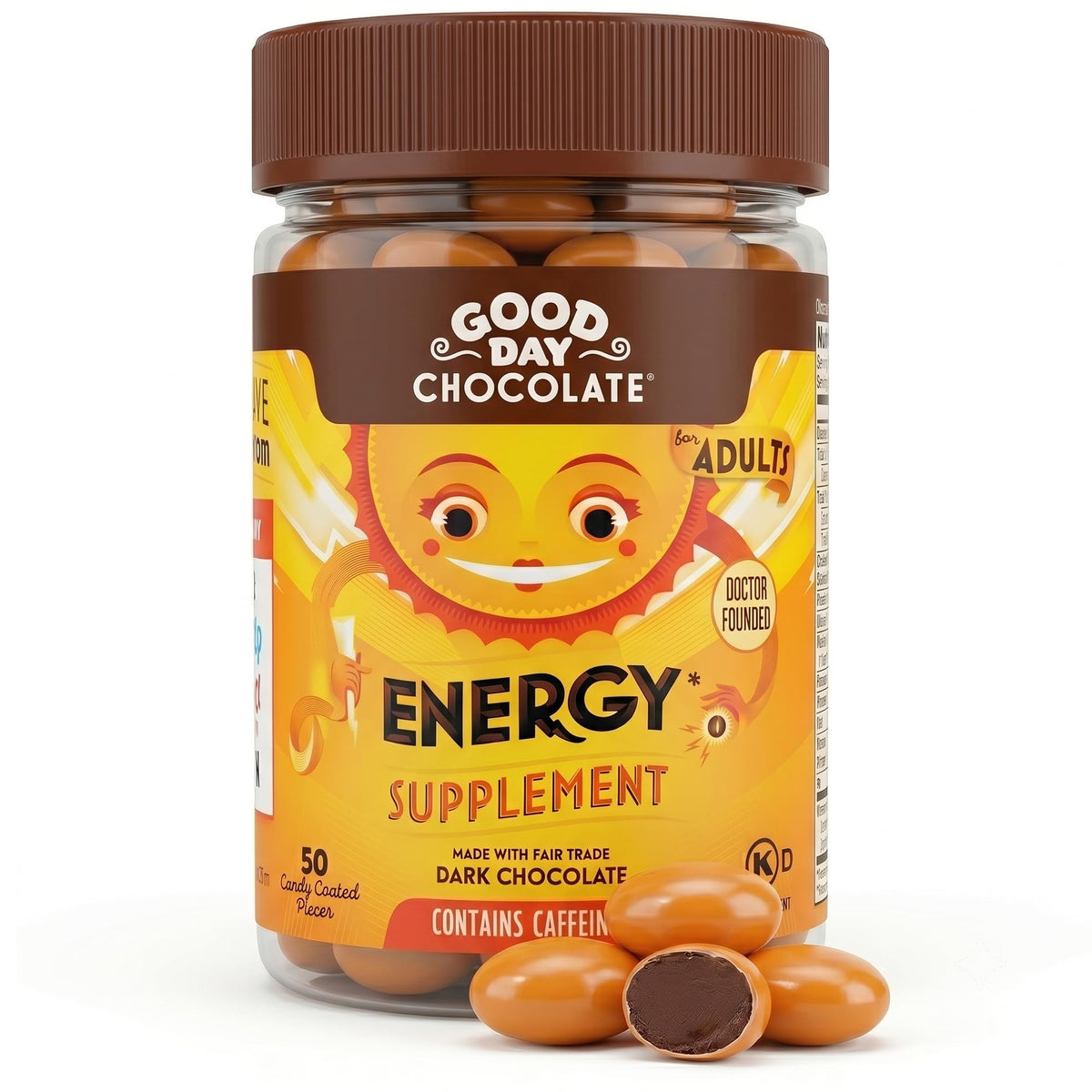 Good Day Chocolate Energy Supplements Caffeine Chocolate - 50 Count