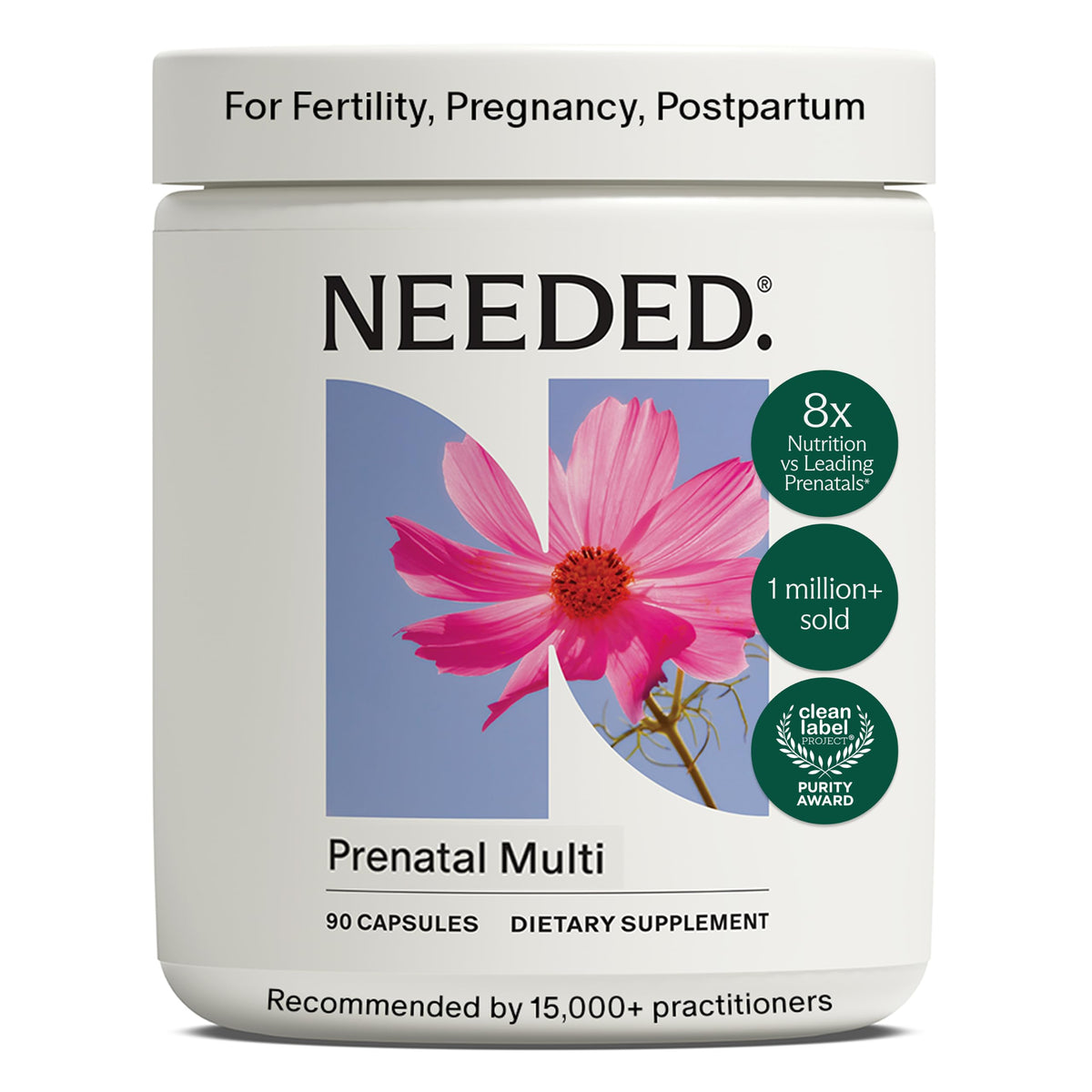 Needed. Prenatal Multivitamin with Methylfolate & Choline - 90 Capsules