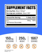 BulkSupplements.com Ferrous Gluconate Powder