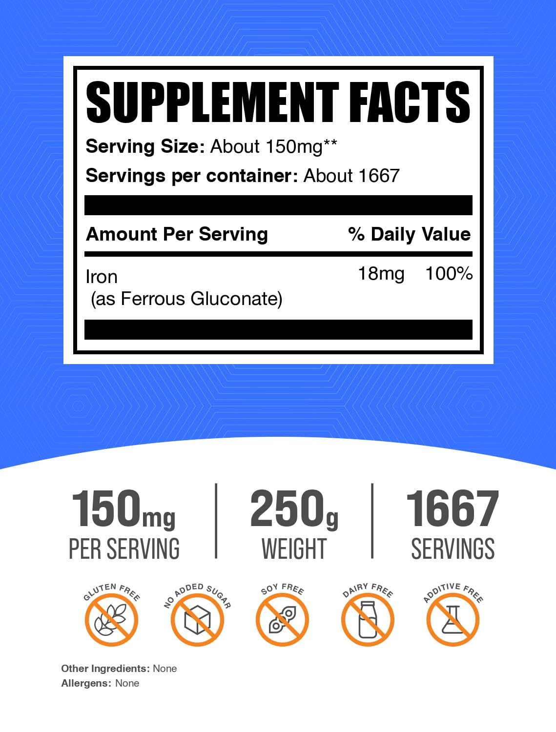 BulkSupplements.com Ferrous Gluconate Powder