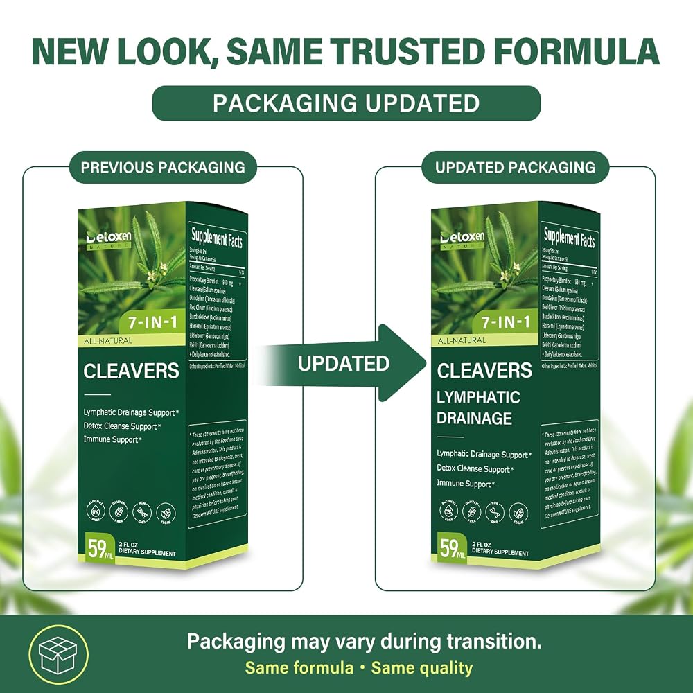 DetoxenNATURE Cleavers Liquid Drops for Lymphatic Drainage Support