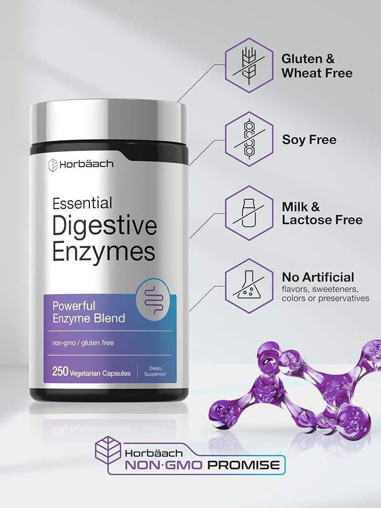 Horbäach Essential Digestive Enzymes - 250 Vegetarian Capsules - image 5